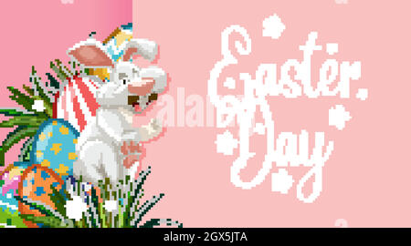 Affiche pour pâques avec lapin et œufs de pâques Illustration de Vecteur