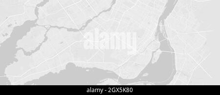 Carte de fond horizontale vectorielle de la région de Montréal, blanc et gris clair, illustration de la cartographie des rues et de l'eau. Format écran large, numérique f Illustration de Vecteur
