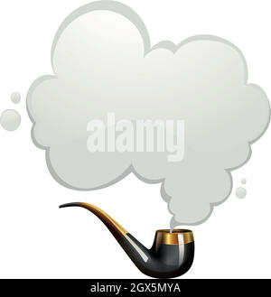Pipe fumeur avec fumée Illustration de Vecteur