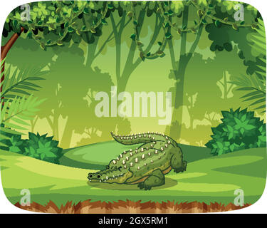 Crocodile sur le gabarit de note Illustration de Vecteur