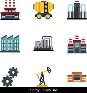 Les icônes de transport d'extraction d'huile définissent un style plat Illustration de Vecteur