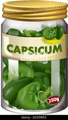 Capsicum conserver dans un pot en verre Illustration de Vecteur