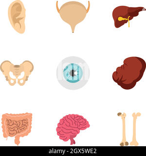 Ensemble d'icônes d'anatomie, style plat Illustration de Vecteur