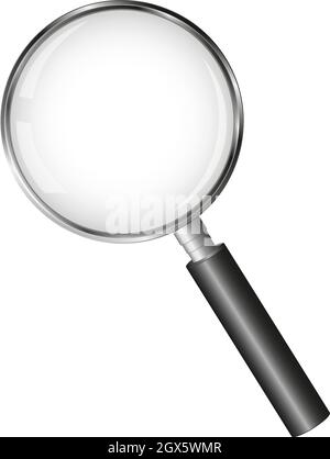 loupe réaliste avec lentille transparente isolée sur fond blanc, illustration vectorielle Illustration de Vecteur