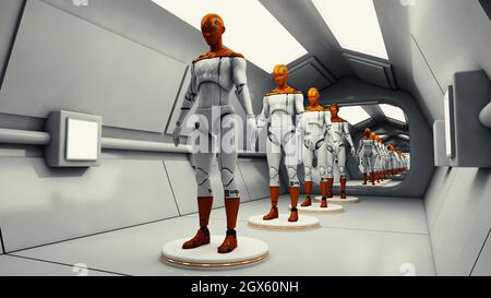 3D render. Silhouettes humanoïdes clonage Banque D'Images