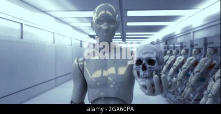 3D render. Silhouettes humanoïdes clonage Banque D'Images