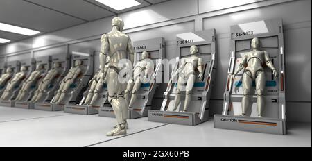 3D render. Silhouettes humanoïdes clonage Banque D'Images