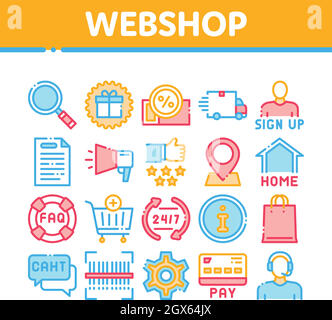 Webshop Internet Store Collection Icons Set Vector Illustration de Vecteur