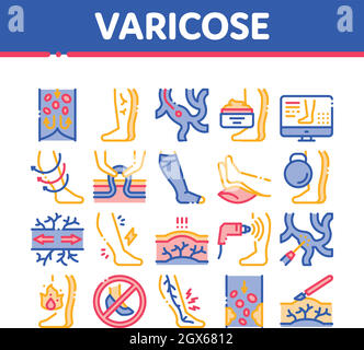 Varices maladies Collection icônes définir le vecteur Illustration de Vecteur