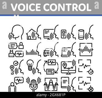 Contrôle vocal Collection Elements Icons Set Vector Illustration de Vecteur