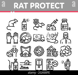 Protéger les éléments de collecte de rat Icons Set Vector Illustration de Vecteur