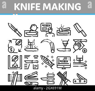Couteau Fabrication Ustensile Collection Icônes Définir Vecteur Illustration de Vecteur