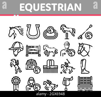 Collection D'Animaux Équestres Définir Le Vecteur Illustration de Vecteur