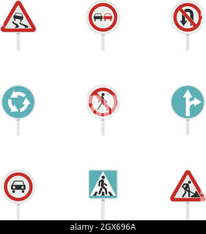 Plusieurs icônes de signalisation routière sont affichées à plat Illustration de Vecteur