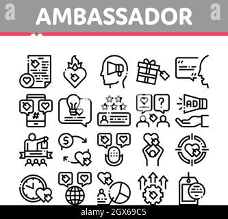 L'ambassadeur Creative Collection Icons Set Vector Illustration de Vecteur