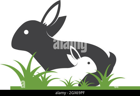 Illustration de l'icône vectorielle du modèle de logo lapin Illustration de Vecteur