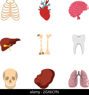 Ensemble d'icônes anatomiques des organes humains, style plat Illustration de Vecteur