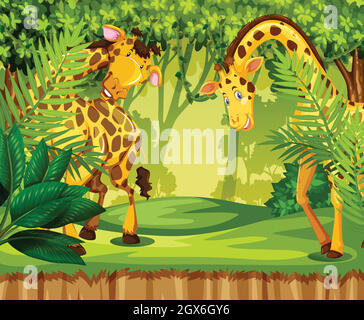 Dans la jungle girafe Illustration de Vecteur