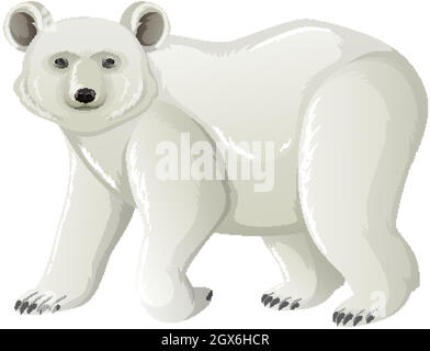 Un ours polaire debout sur fond blanc Illustration de Vecteur