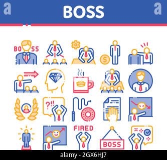 Les Icônes De La Collection De Chefs De Bossage De Société Permettent De Définir Le Vecteur Illustration de Vecteur