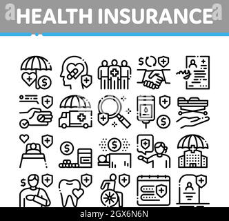 Assurance maladie Collection icônes définir vecteur Illustration de Vecteur