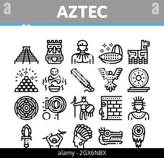 Les Icônes De La Collection Aztec Civilization Permettent De Définir Le Vecteur Illustration de Vecteur