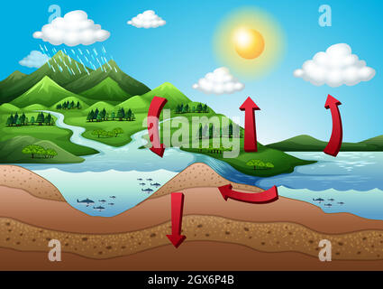 Le cycle de l'eau Illustration de Vecteur