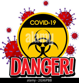 Affiche sur le thème du coronavirus avec panneau de danger biologique Illustration de Vecteur