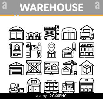 Les icônes de collecte d'entrepôt et de stockage permettent de définir le vecteur Illustration de Vecteur