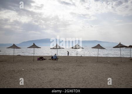 Vlore, située sur la côte Adriatique, la troisième ville la plus peuplée d'Albanie, des Balkans et du sud-est de l'Europe. Banque D'Images