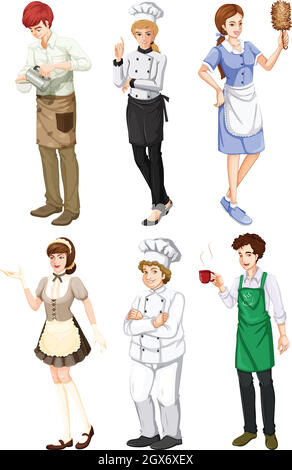 Un groupe de personnes s'engageant dans différentes professions Illustration de Vecteur