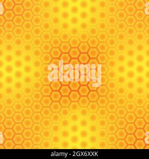 Motif abstrait, couleur miel et mosaïque hexagonale. Cadre doré jaune or fond. Illustration vectorielle Illustration de Vecteur