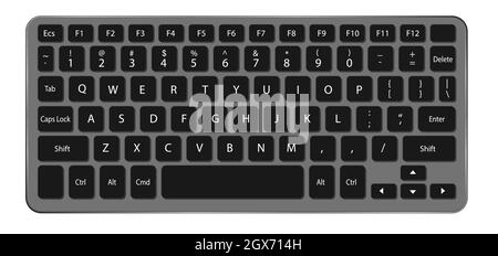 Vue de dessus d'un clavier d'ordinateur avec fond blanc - Vector Illustratio Illustration de Vecteur