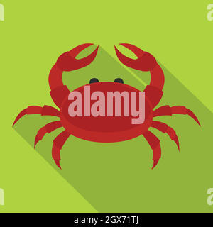 Crabe rouge, icône de style plat Illustration de Vecteur