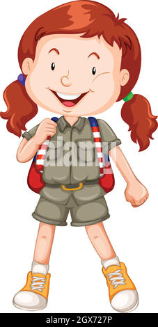 Un personnage de scout de fille aux cheveux rouges Illustration de Vecteur