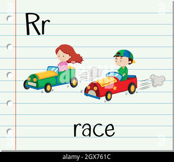 La lettre R du flashcard est destinée à la course Illustration de Vecteur