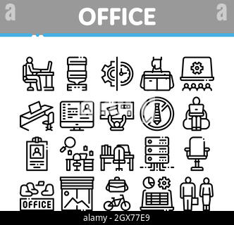 Les icônes de collection Office et Workplace définissent le vecteur Illustration de Vecteur