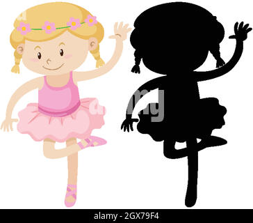 Jolie petite fille de ballet avec sa silhouette Illustration de Vecteur