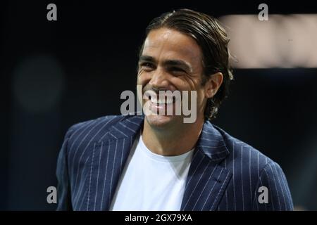 Bergame, Italie, 3 octobre 2021. L'ancien footballeur Alessandro Matri a photographié pour commenter le DAZN lors du match de la série A au stade Gewiss de Bergame. Le crédit photo devrait se lire: Jonathan Moscrop / Sportimage Banque D'Images