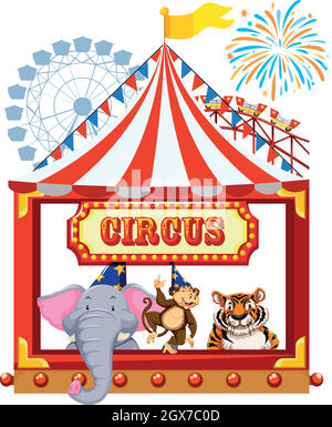 Un thème Circus avec animaux Illustration de Vecteur