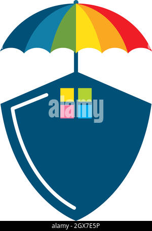 logo de la maison de parapluie icône vectorielle de l'illustration d'assurance Illustration de Vecteur
