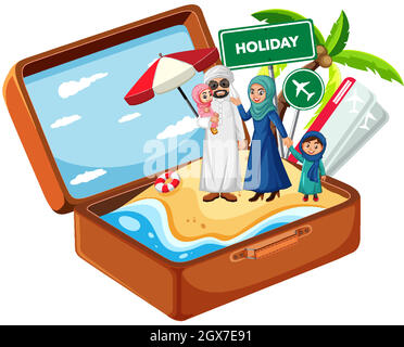 Famille arabe en vacances Illustration de Vecteur