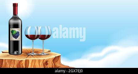 Une bouteille ou un vin rouge Illustration de Vecteur