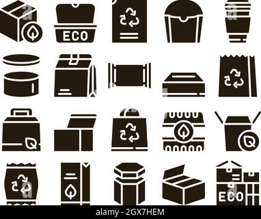 Les éléments de la cueillette d'emballage Vector Icons Set Illustration de Vecteur