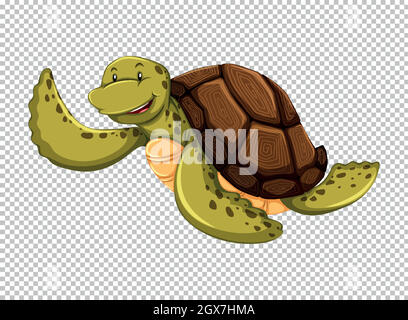 Tortue de mer sur fond transparent Illustration de Vecteur