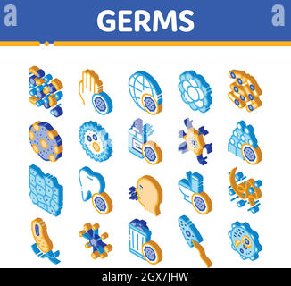 Ensemble d'icônes isométriques vectorielles bactéries germes Illustration de Vecteur