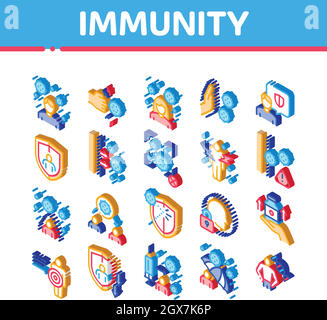 Immunité les icônes de défense biologique humaine permettent de définir le vecteur Illustration de Vecteur