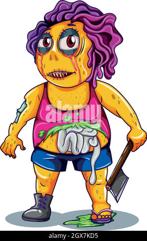 Un personnage zombie sur fond blanc Illustration de Vecteur