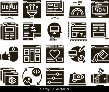 Vecteur de jeu de glyphes de développement de conception Web Illustration de Vecteur