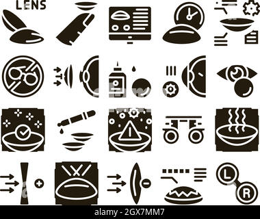 Lentille de contact accessoire Glyph Set Vector Illustration de Vecteur